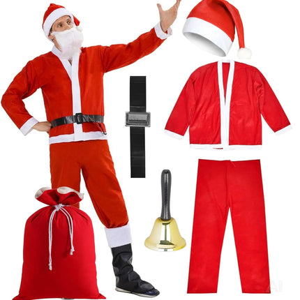 8 in 1 Nikolaus-Weihnachtsmannkostüm - Santa Claus - Weihnachten, Einheitsgröße