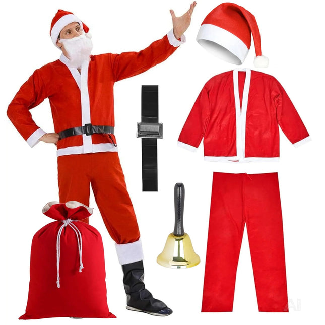 8 in 1 Nikolaus- Weihnachtsmannkostüm - Santa Claus - Weihnachten, Einheitsgröße