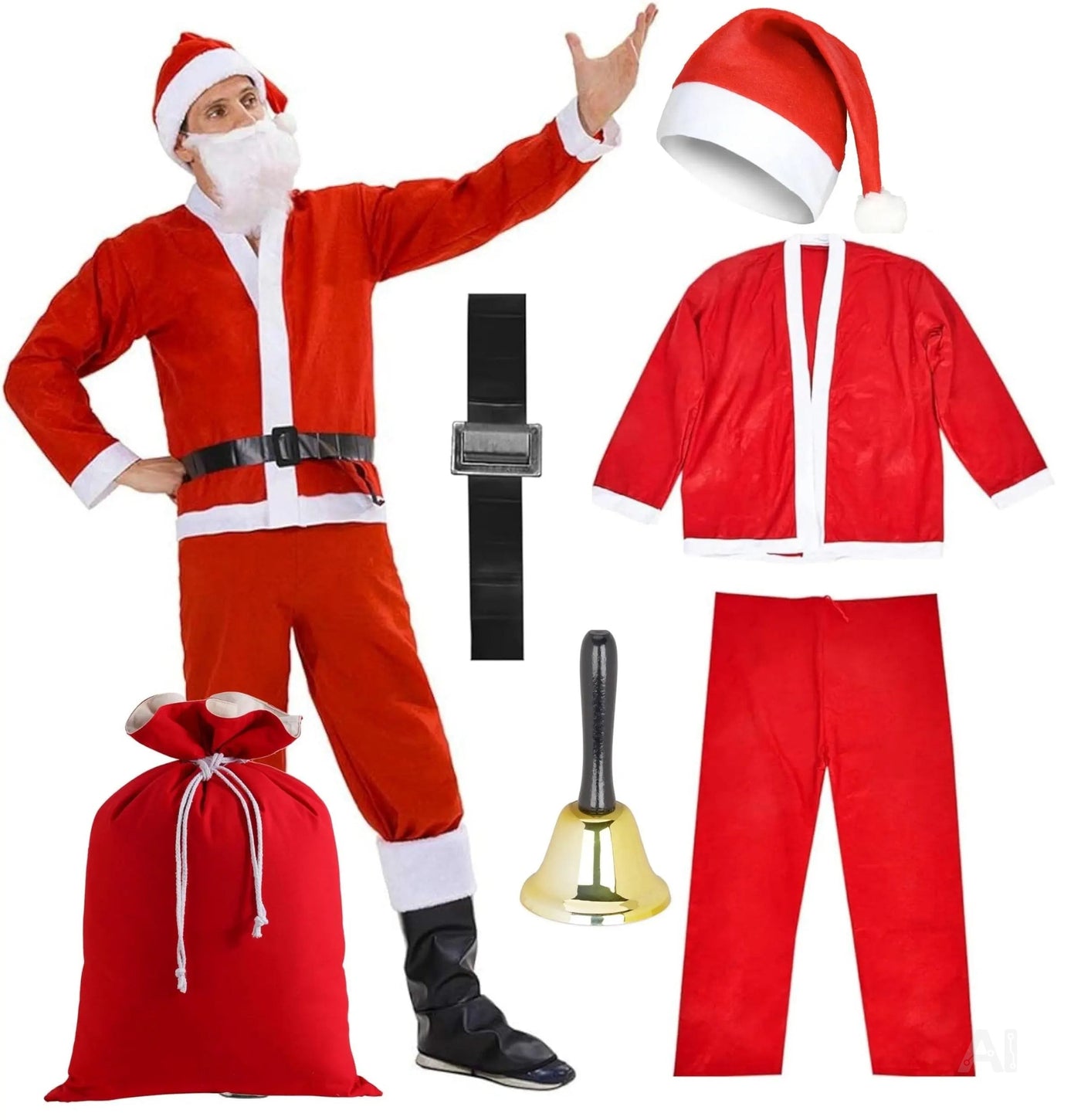 8 in 1 Nikolaus-Weihnachtsmannkostüm - Santa Claus - Weihnachten, Einheitsgröße