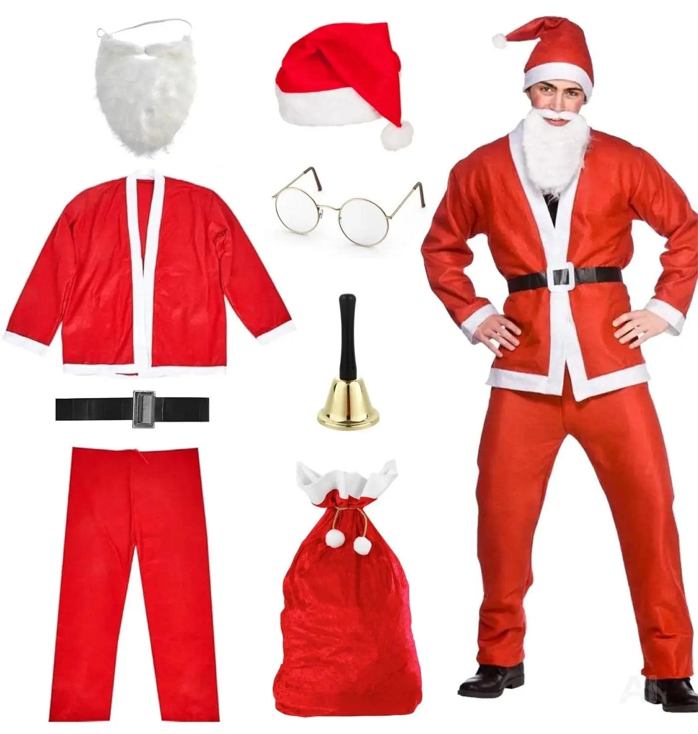 8 in 1 Nikolauskostüm - Weihnachtsmannkostüm für Erwachsene