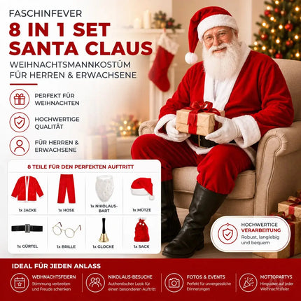 8 in 1 Nikolauskostüm - Weihnachtsmannkostüm für Erwachsene – Detailansicht 7