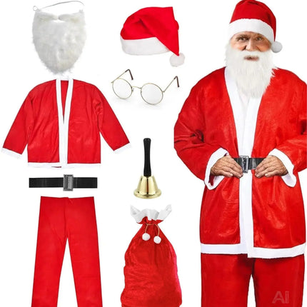 8 in 1 Set Santa Claus - Weihnachtsmannkostüm & Nikolauskostüm - für Weihnachten