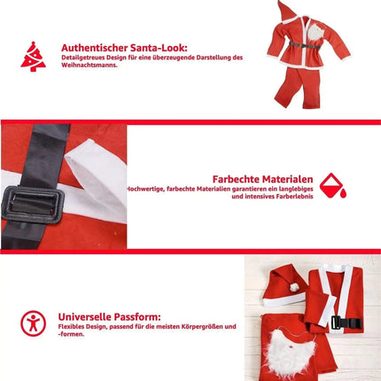 8 in 1 Set Santa Claus - Weihnachtsmannkostüm & Nikolauskostüm - für Weihnachten – Detailansicht 4