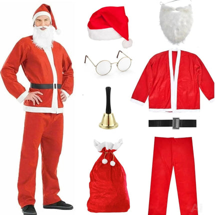 8 in 1 Set Weihnachtsmannkostüm & Nikolauskostüm - Santa Costume