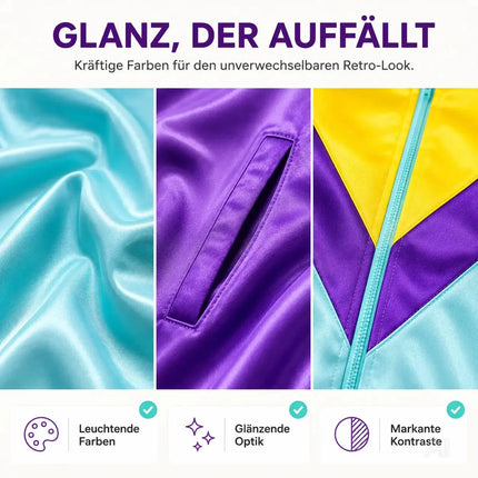 80er 90er Jahre Jogginganzug Overall - Retro Bad Taste Trainingsanzug Outfit - Herren & Damen für Fasching & Karneval (Blau, L/XL)