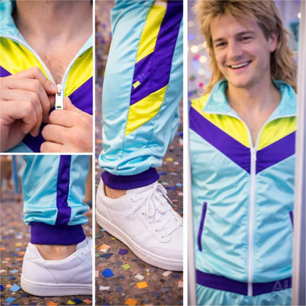 80er-Jahre Retro Overall Kostüm Blau im Vintage-Look – Perfektes Kostüm für Fasching & Karneval (M/L)