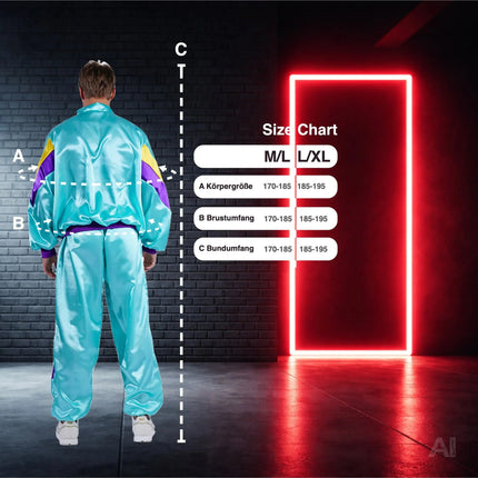 80er-Jahre Retro Overall Kostüm Blau im Vintage-Look – Perfektes Kostüm für Fasching & Karneval (M/L)