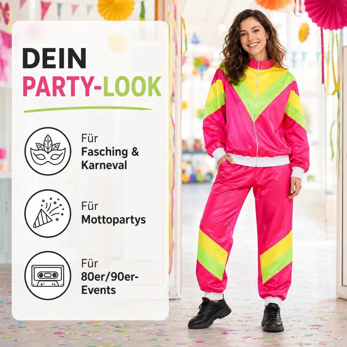 80er 90er Jahre Jogginganzug Overall - Retro Bad Taste Trainingsanzug Outfit - Herren & Damen – Detailansicht 2