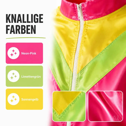 80er 90er Jahre Jogginganzug Overall - Retro Bad Taste Trainingsanzug Outfit - Herren & Damen für Fasching & Karneval (Pink, M/L)
