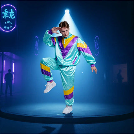 80er-Jahre Retro Overall Kostüm Blau im Vintage-Look – Perfektes Kostüm für Fasching & Karneval (M/L)