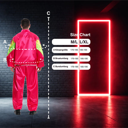 80er-Jahre Retro Overall Kostüm Pink im Vintage-Look – Perfektes Kostüm für Fasching & Karneval (L/XL)