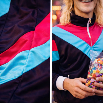 80er-Jahre Retro Overall Kostüm Schwarz im Vintage-Look – Perfektes Kostüm für Fasching & Karneval (L/XL)