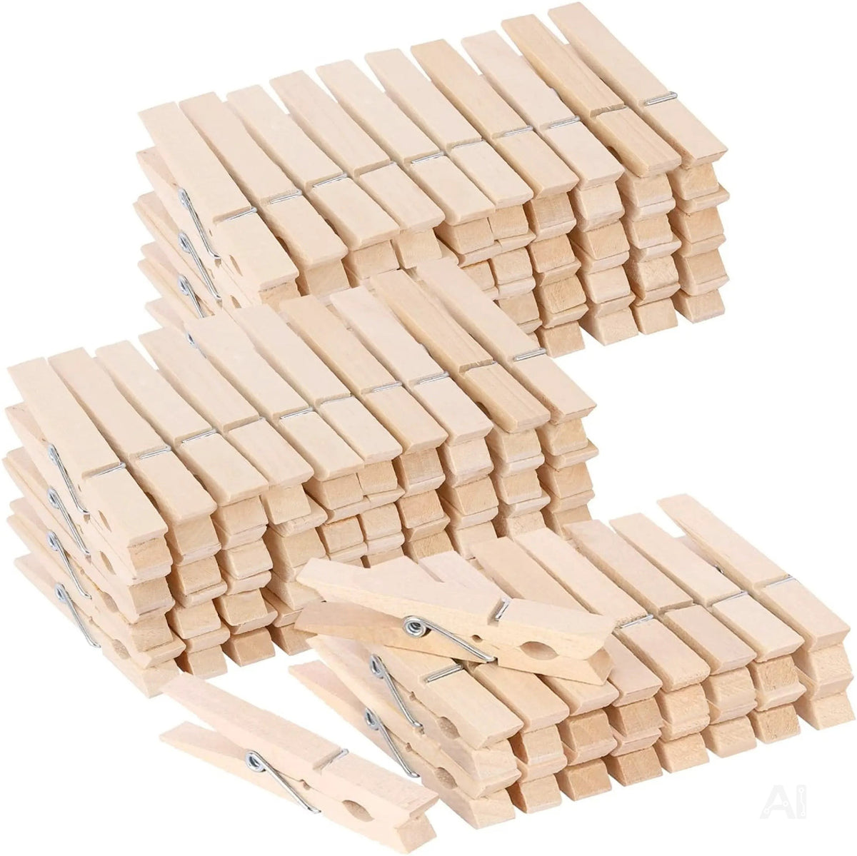 50x Klammern aus echtem Holz - Klammer groß Wäscheklammern Holzklammern -