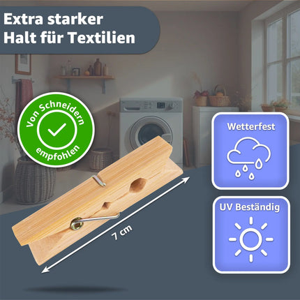 80x Klammern aus echtem Holz - Klammer groß Wäscheklammern Holzklammern - - TK Gruppe® Offizieller Onlineshop