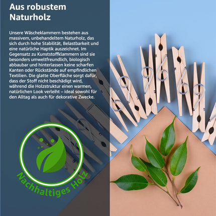 80x Klammern aus echtem Holz - Klammer groß Wäscheklammern Holzklammern - - TK Gruppe® Offizieller Onlineshop