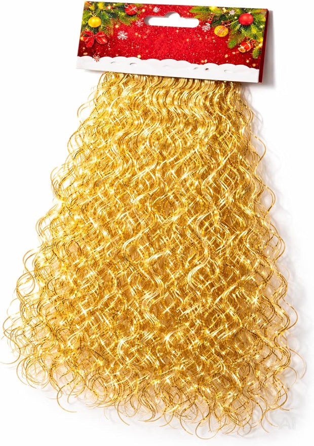 Lametta für Advent & Weihnachten als Deko & Dekoration Weihnachtsbaum & Tannenbaum (Gold)
