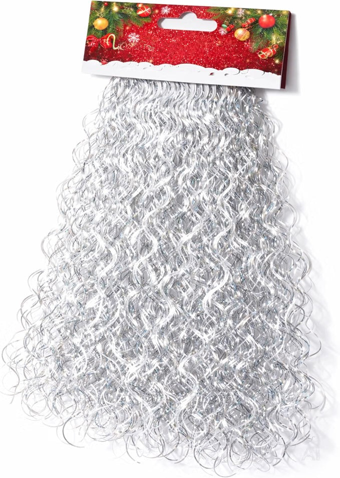 Lametta für Advent & Weihnachten als Deko & Dekoration für Weihnachtsbaum & Tannenbaum (Silber)