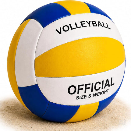 Volleyball Größe 5 – weicher Freizeitball in Gelb mit buntem Muster