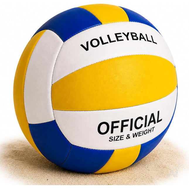 Volleyball Größe 5 – weicher Freizeitball in Gelb mit buntem Muster