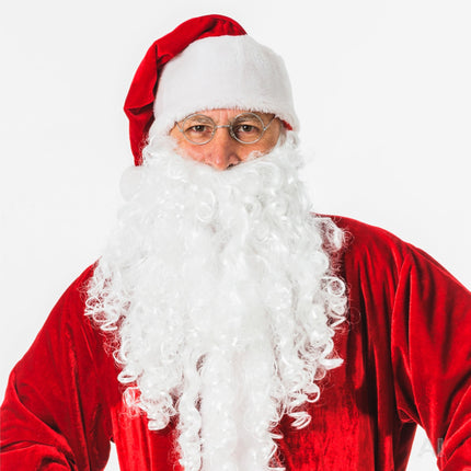 2 in 1 - Weihnachtsmannbart - Nikolausbart Kostümbart weiß Weiß