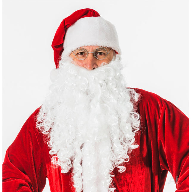 2 in 1 - Weihnachtsmannbart - Nikolausbart Kostümbart weiß Weiß