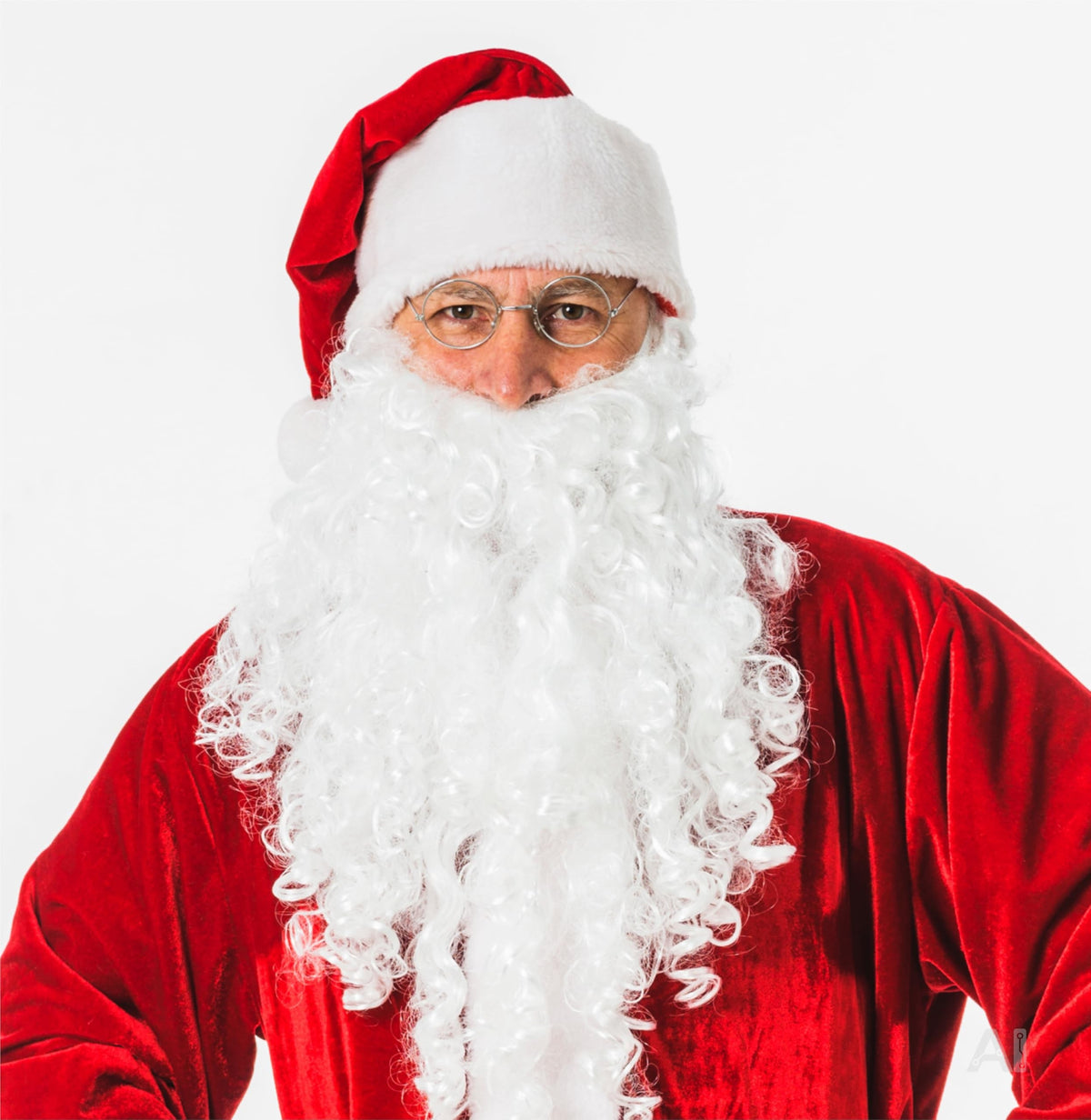 2 in 1 - Weihnachtsmannbart - Nikolausbart Kostümbart weiß Weiß