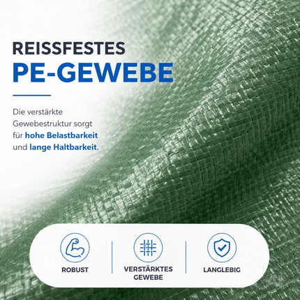 Plane wasserdicht - 150 g/m² grün, Abdeckplane mit Ösen für Zeltunterlage