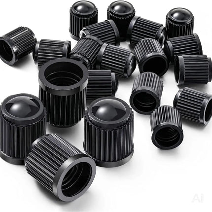25x Passgenaue Ventilkappe Autoventil - schwarz für PKW