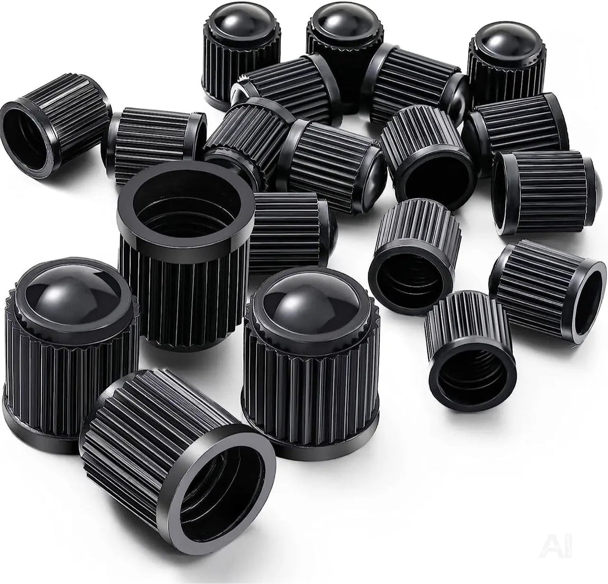 25x Passgenaue Ventilkappe Autoventil - schwarz für PKW