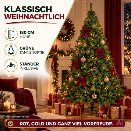 Künstlicher Weihnachtsbaum Tannenbaum grün künstlich 180 cm täuschend naturgetreuer Tannenbaum (PREMIUM)