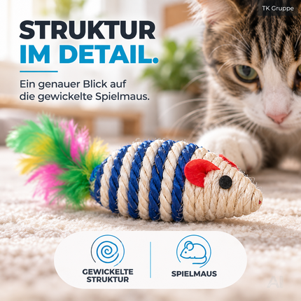 Katzenspielzeug Set - Spielzeug für div. Katzen zur Beschäftigung & Selbstbeschäftigung Maus