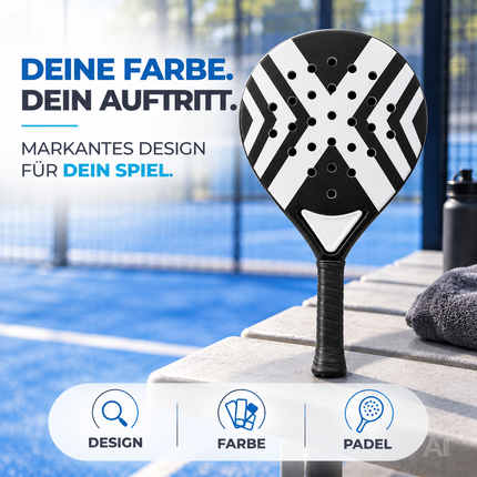 2er Padel Set für Erwachsene – Padelschläger mit Meshtasche, Padel Rackets für Anfänger & Fortgeschrittene, Freizeit & Training (Pink & Weiß)
