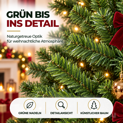Tannenbaum künstlich 180 cm - Weihnachtsbaum grün - naturgetreue Nordmanntanne - täuschend echt mit Ständer