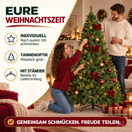 Tannenbaum künstlich 180 cm - Weihnachtsbaum grün - naturgetreue Nordmanntanne