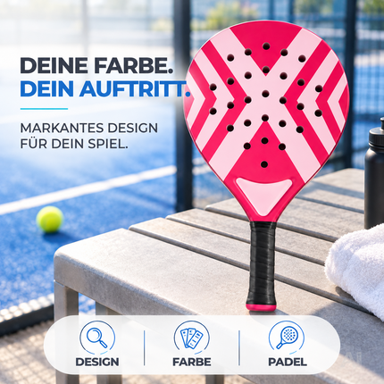 2er Padel Set für Erwachsene – Padelschläger mit Meshtasche, Padel Rackets für Anfänger & Fortgeschrittene, Freizeit & Training (Gelb & Pink)
