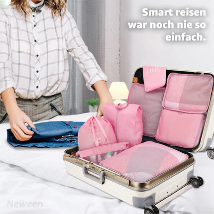 8er Set Kofferorganizer Packtaschen mit Kosmetiktasche - Packtaschen - Packing Cubes - Reiseorganizer & Kleidertaschen für Reisen - Travel Bag
