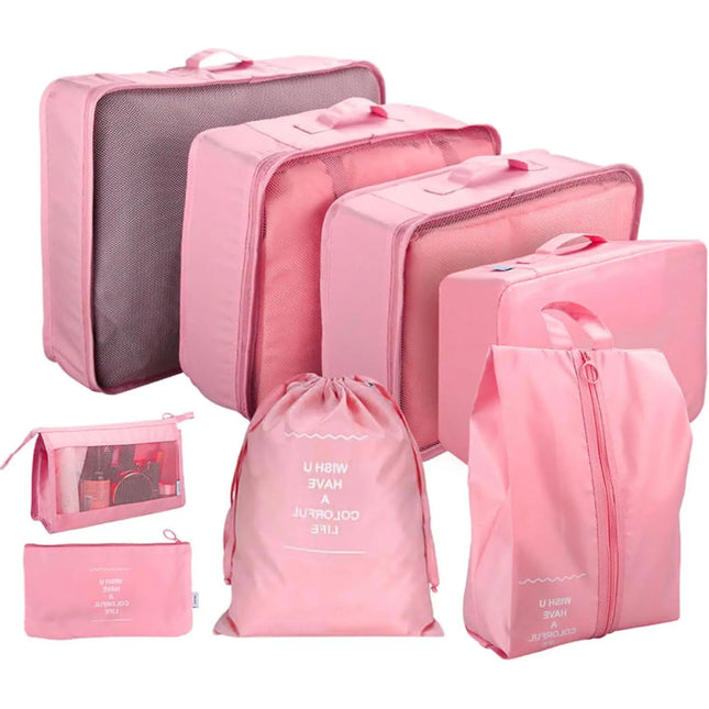 8er Set Kofferorganizer Packtaschen mit Kosmetiktasche - Packtaschen - Packing Cubes - Reiseorganizer & Kleidertaschen für Reisen - Travel Bag