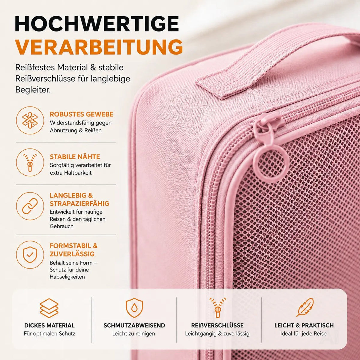 8er Set Kofferorganizer Packtaschen mit Kosmetiktasche - Packtaschen - Packing Cubes – Detailansicht 6