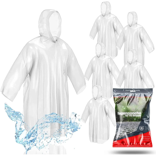 8x Einweg & Einmal Regenjacke mit Kaputze - Regenponcho Regencape Regenumhang