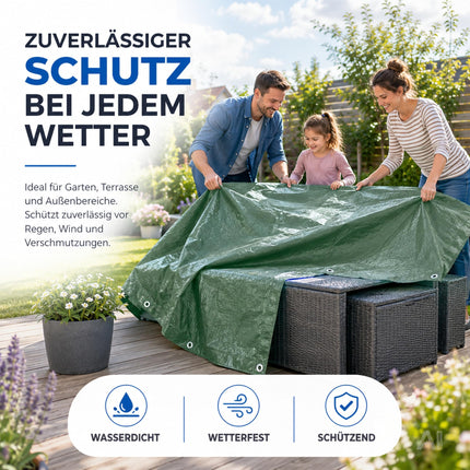Plane wasserdicht - 150 g/m² grün, Abdeckplane mit Ösen für Zeltunterlage