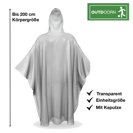 Outdoorn 10x Einweg Regenjacke & Regenponcho mit Kaputze - Einmal Regenjacke mit Kapuze - Universalgröße: transparent und wasserdicht