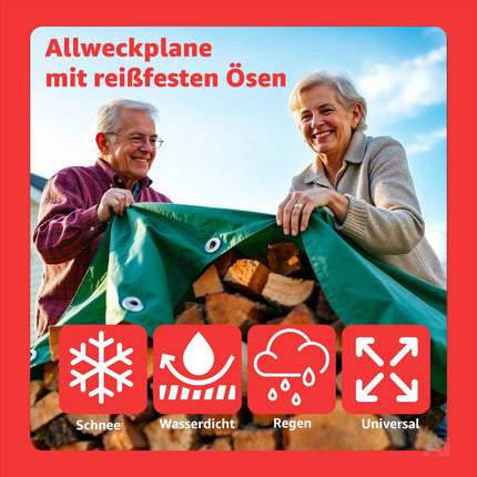 Abdeckplane Plane 200 g/m² grün - Plane mit Ösen wasserdicht & Gartenplane & Schutzplane, Allzweckplane - grün, Bauplane für Zeltunterlage - Gewebeplane - für Zeltplane & Camping