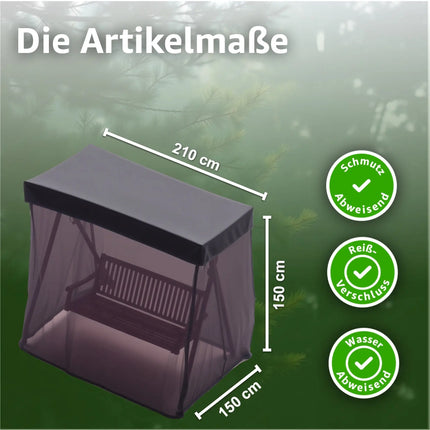 Abdeckung Hollywoodschaukel, für 2,3,4-Sitzer, wasserfest & Winddicht & UV-Schutz Schutzhülle - reißfeste Plane Gartenschaukel - 210x150x150cm