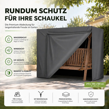 Abdeckung Hollywoodschaukel, für 2,3,4-Sitzer, wasserfest & Winddicht & UV-Schutz Schutzhülle - reißfeste Plane Gartenschaukel - 210x150x150cm