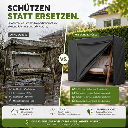 Abdeckung Hollywoodschaukel, für 2,3,4-Sitzer, wasserfest & Winddicht & UV-Schutz Schutzhülle - reißfeste Plane Gartenschaukel - 210x150x150cm