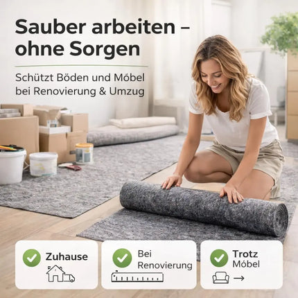 Abdeckvlies Malervlies 50m x 1m 180g/m² – Rutschfestes Schutzvlies für Boden, Möbel & Umzug – Reißfestes Allzweckvlies für Renovierung & Malerarbeiten