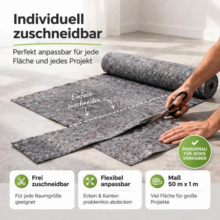 Abdeckvlies Malervlies 50m x 1m 180g/m² – Rutschfestes Schutzvlies für Boden, Möbel & Umzug – Reißfestes Allzweckvlies für Renovierung & Malerarbeiten