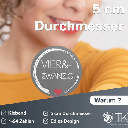 Adventskalender Aufkleber Etiketten Sticker Zahlen Buttons 1-24 Ed. 1 – Detailansicht 4