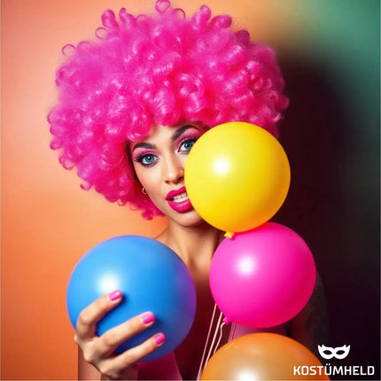 Afro Perücke – Voluminöse Lockenperücke für Fasching, Karneval & Mottopartys (Pink)