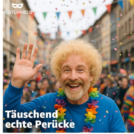 Afro Perücke – Voluminöse Lockenperücke für Fasching, Karneval & Mottopartys (Blond)